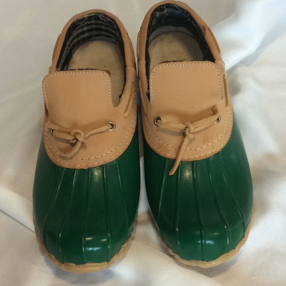 Vintage Duck shoes by Aqua Stop. Green/Tan, EUC!